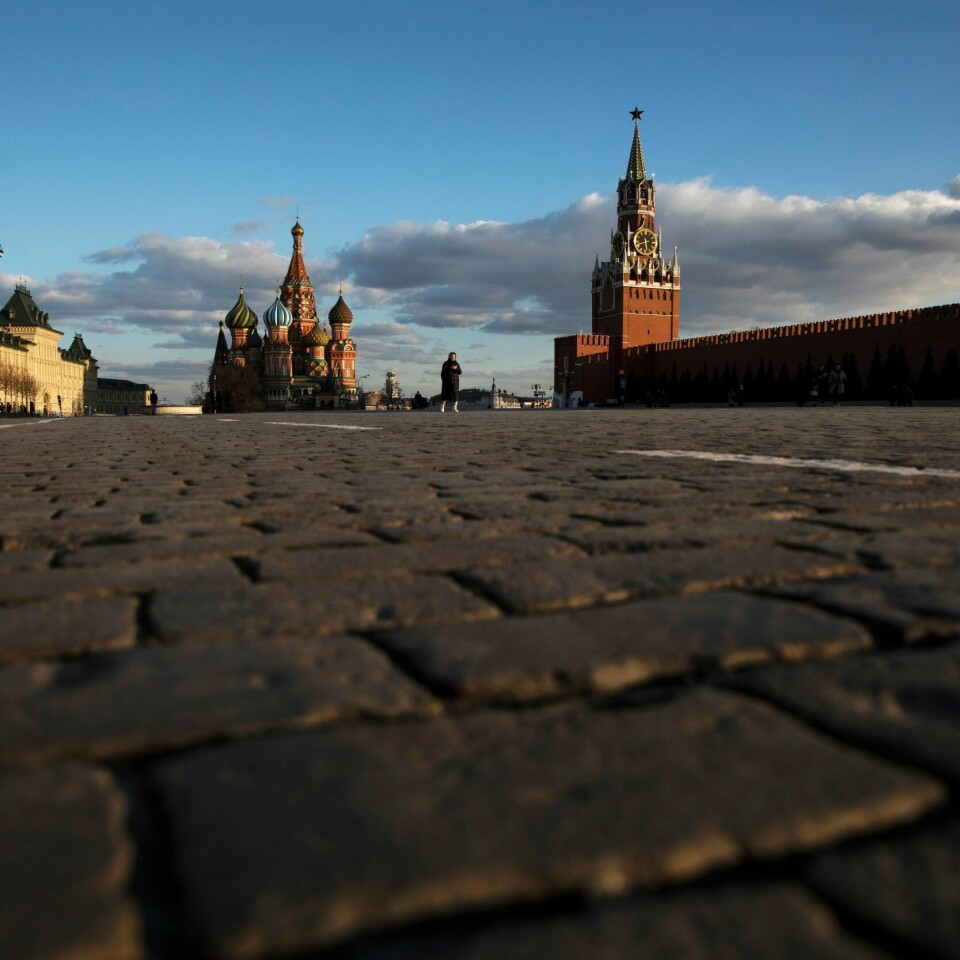 STILLE: Moskva har 16 millioner innbyggere. Men det er stille i gatene. Årsaken er frykten for korona-viruset.