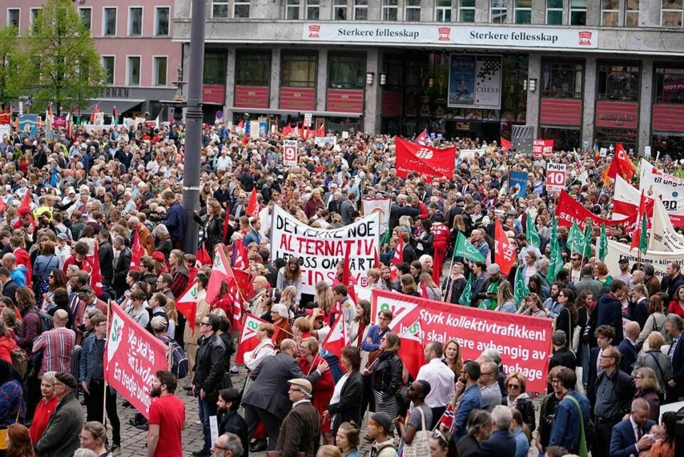 ANNERLEDES: 1. mai blir ikke slik som dette i år, heller. For andre år på rad må arbeiderne samles digitalt for å markere dagen. Bildet er fra Youngstorget i Oslo 1. mai 2019.