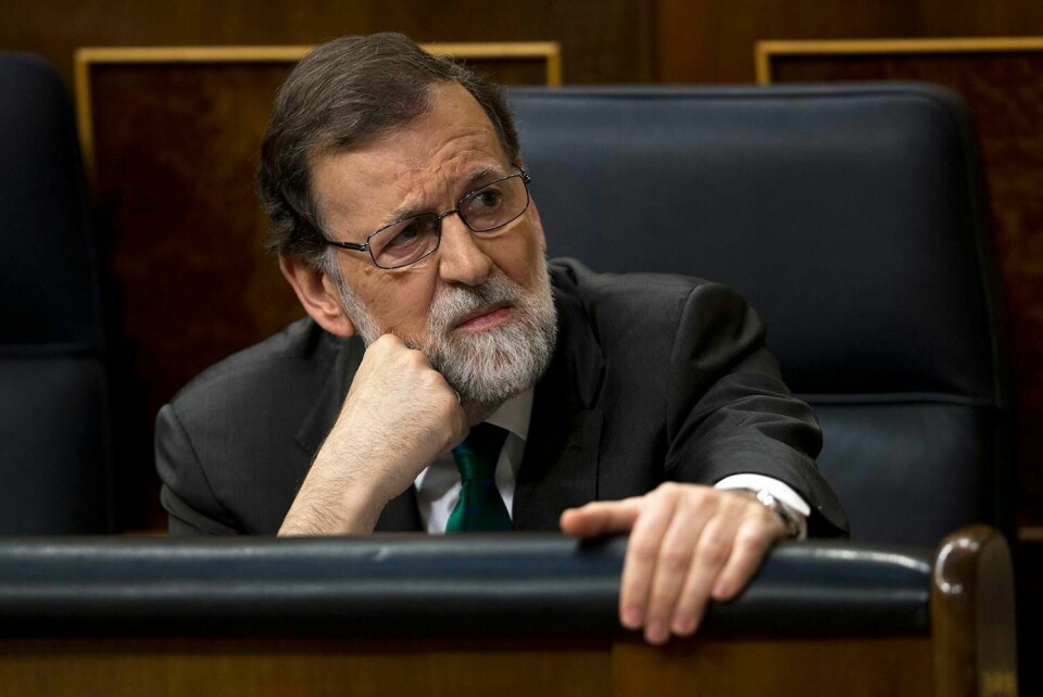 SLUTTER: Statsminister Mariano Rajoy i Spania blir tvunget til å slutte. Han har ikke lenger tillit. Foto: Francisco Seco/AP/NTB scanpix