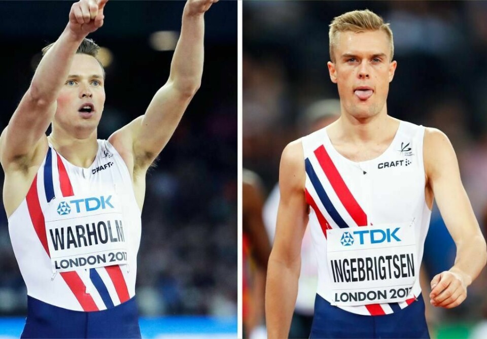NM: I helga er det NM i friidrett i Sandnes i Rogaland. Karsten Warholm (til venstre) og Filip Ingebrigtsen er med.