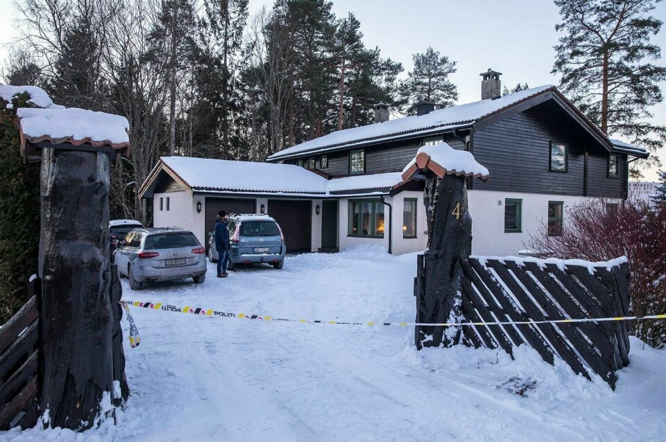 BORTFØRT: Anne-Elisabeth Falkevik Hagen har vært borte i ti uker. Hun er trolig bortført fra dette huset. Hagen er kona til en av Norges rikeste,