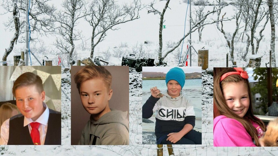 DØDE: Fem personer døde i en brann i Nordland. Fire av dem var barn. Fra venstre: Mogens Pareli Krogh Hovde, Henning Christian Bang Johansen, Gustav Rane Krogh Hovde og Hedda Madell Bang Winther.