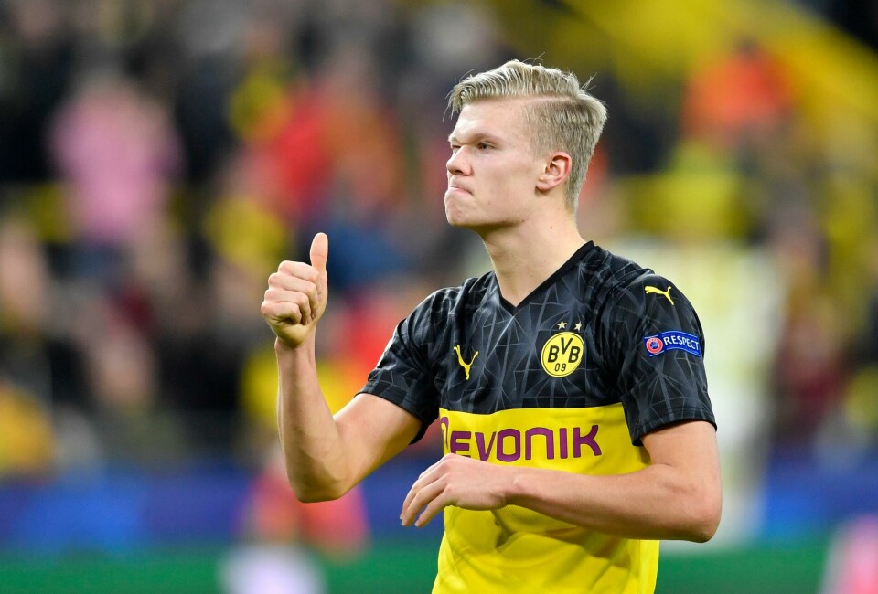 Dortmund's Erling Braut Haaland gives thumbs up at the end of the Champions League round of 16 first leg soccer match between Borussia Dortmund and Paris Saint Germain in Dortmund, Germany, Tuesday, Feb. 18, 2020. (AP Photo/Martin Meissner) Dortmund's Erling Braut Haaland gives thumbs up at the end of the Champions League round of 16 first leg soccer match between Borussia Dortmund and Paris Saint Germain in Dortmund, Germany, Tuesday, Feb. 18, 2020. (AP Photo/Martin Meissner)