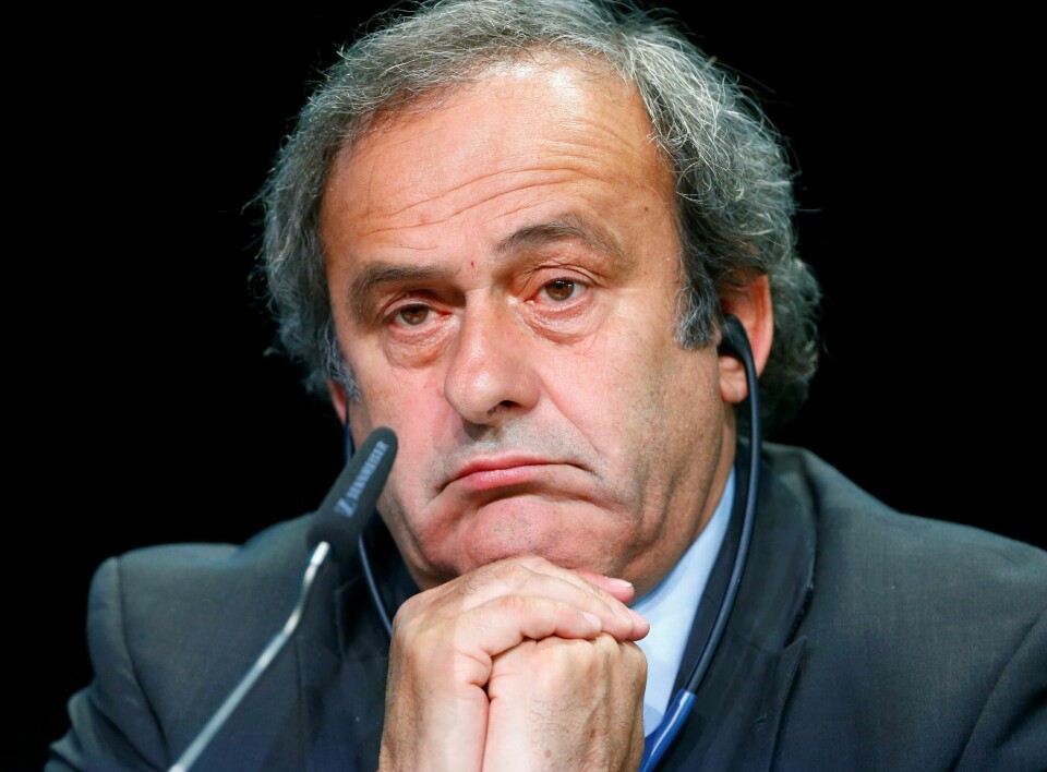 FILE PHOTO: UEFA President Michel Platini addresses a news conference after a UEFA meeting in Zurich, Switzerland, May 28, 2015. REUTERS/Ruben Sprich/File Photo