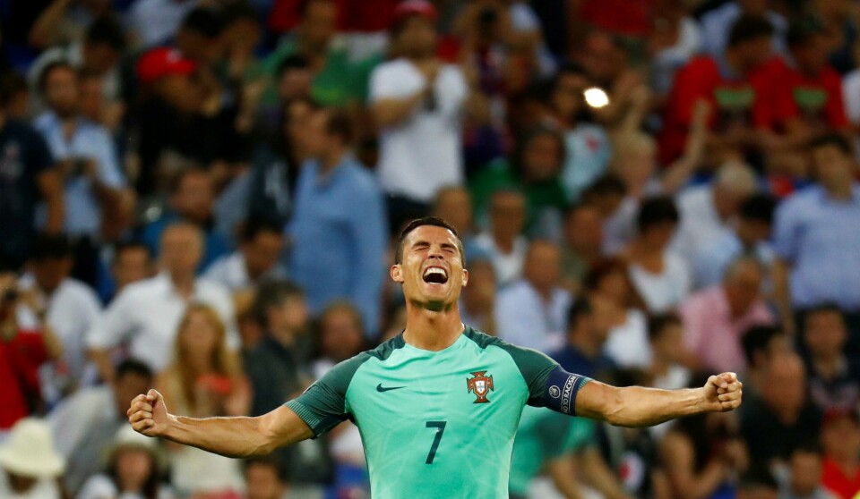 GLAD: Cristiano Ronaldo sørget for at Portugal får spille finale i EM søndag.