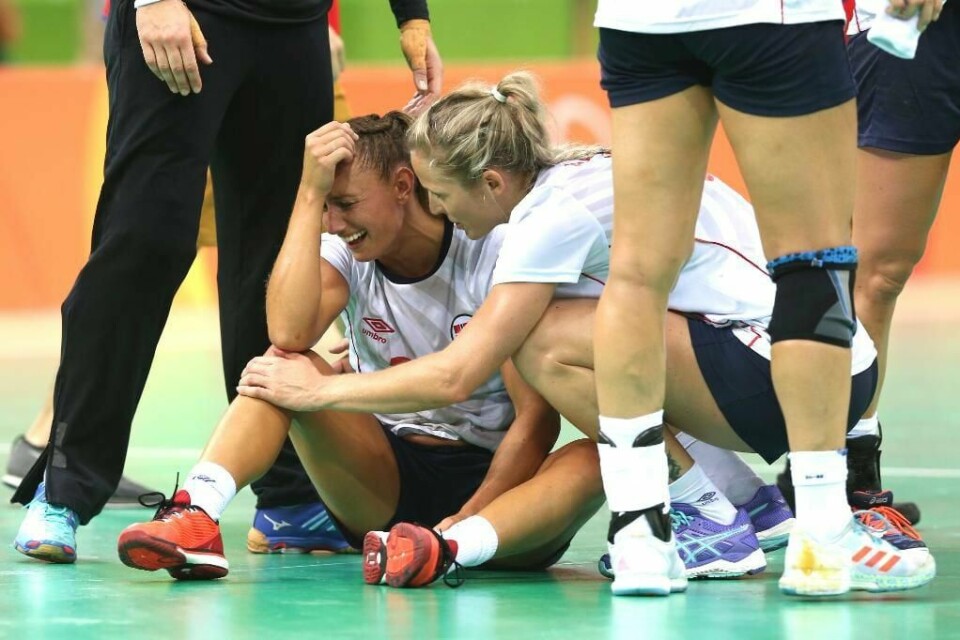 GRÅT: Camilla Herrem var veldig trist etter tapet mot Russland.