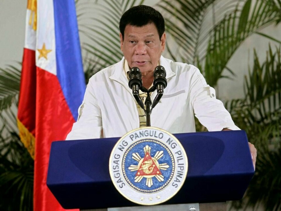 SINT: Rodrigo Duterte ble sint på et møte mandag. Han er president på Filippinene. Han ba president Barack Obama vise respekt, og kalte ham «horunge».