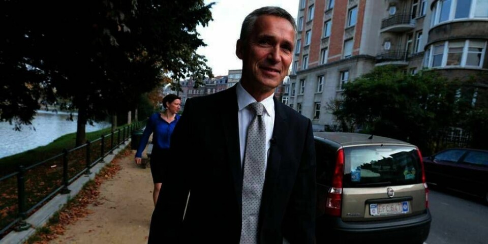JOBB: Jens Stoltenberg møtte norsk presse i Brussel i Belgia tirsdag. Onsdag startet han som ny generalsekretær for NATO.