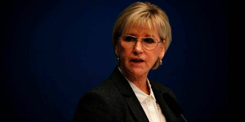 JA:Sverige anerkjenner Palestina som stat. Norge mener det er for tidlig å gjøre det samme. Her er Sveriges utenriksminister Margot Wallström torsdag.