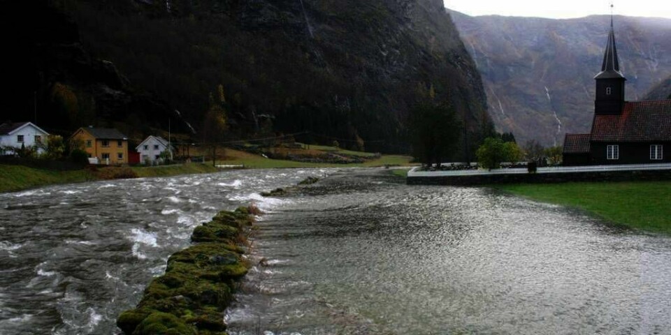 FLÅM:Flommen herjer fortsatt flere steder på Vestlandet. Her har flommen herjet i Flåm i Sogn og Fjordane.