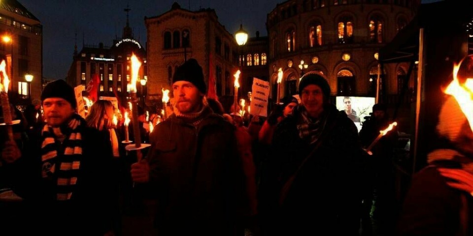 DEMONSTRERER: Motstandere mot olje-boring demonstrerte i Oslo onsdag.