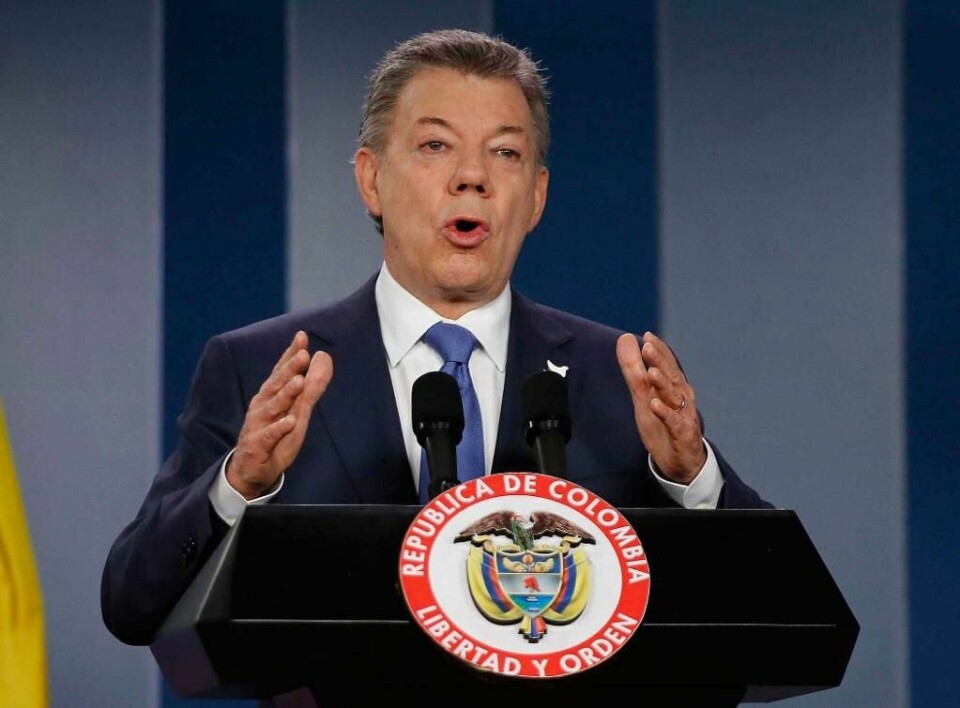 VINNER: President Juan Manuel Santos får årets Nobels fredspris. Han jobber for fred i hjemlandet Colombia.
