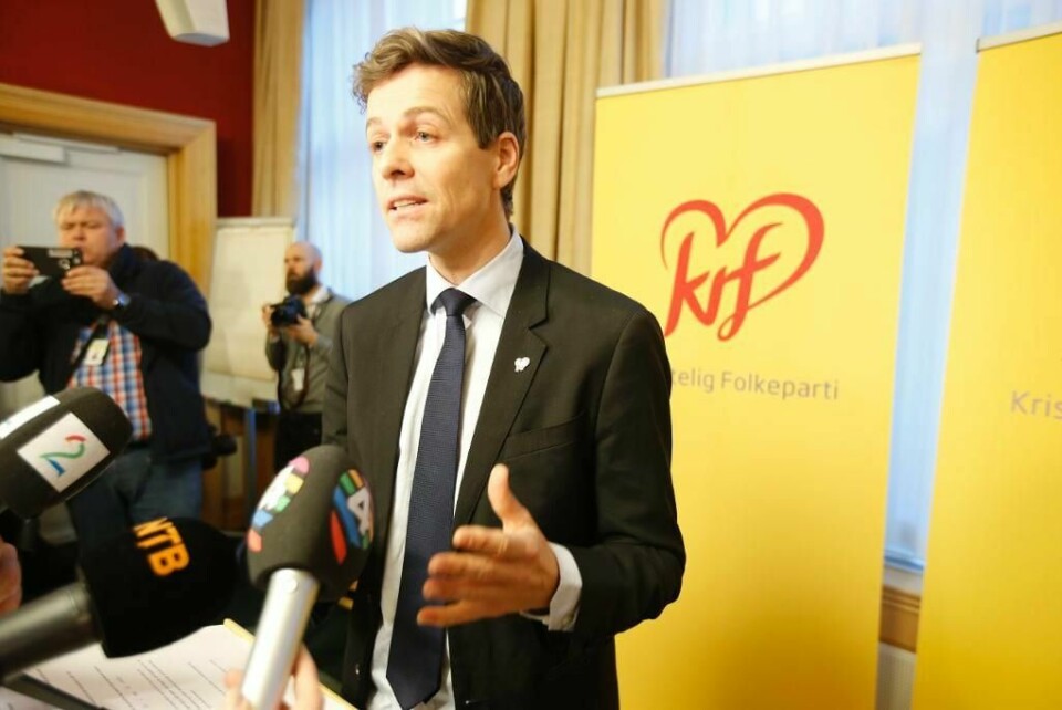 BRYTER: Partiet KrF slutter å samarbeide med regjeringen om stats-budsjett. Det sa Knut Arild Hareide til pressen onsdag. Han er leder i partiet.