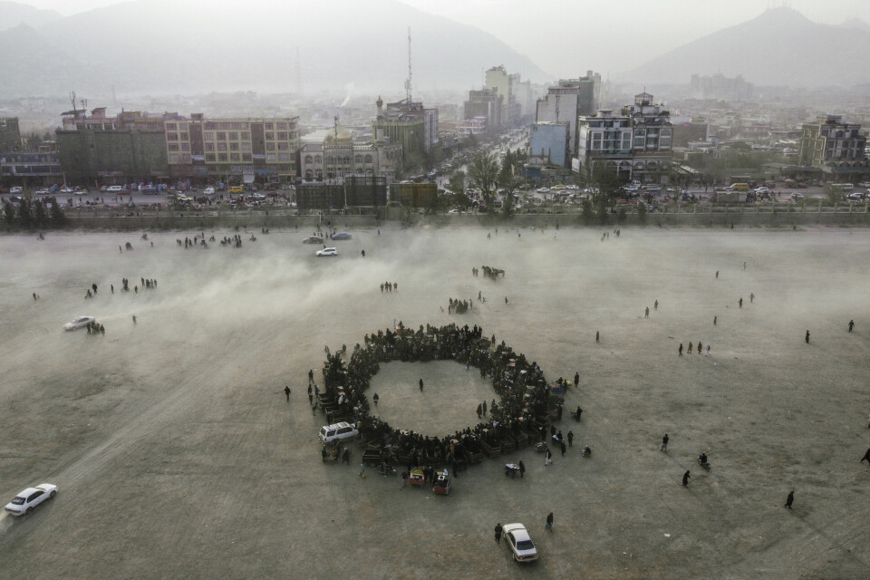 POPULÆRT: Fredags-underholdningen er populær i Afghanistans hovedstad. Parken Chaman-e-Huzori ligger i sentrum av Kabul. Det er her bryterne samles hver fredag etter den muslimske fredagsbønnen. Foto: Mstyslav Tsjernov / AP / NTB