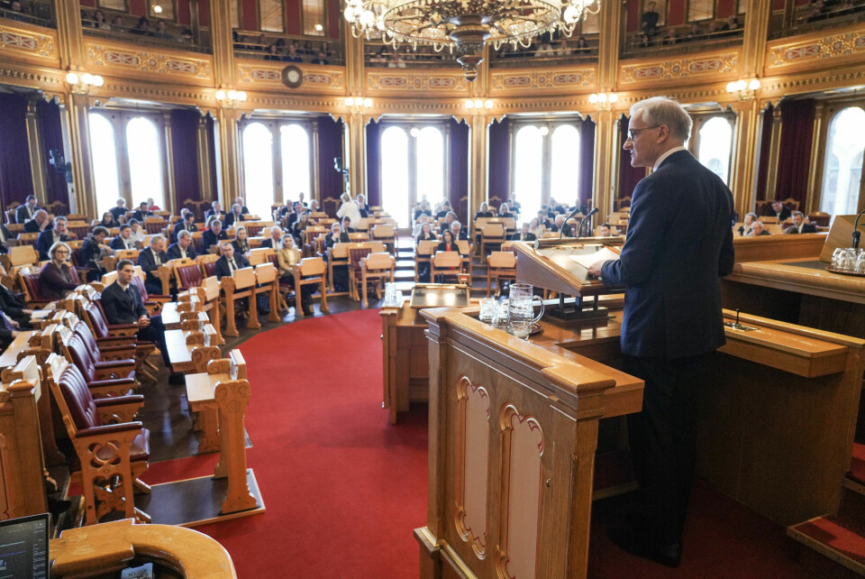 POLITIKK: Jonas Gahr Støre snakker på Stortinget torsdag. Statsminister Jonas Gahr Støre (Ap) redegjør om den sikkerhetspolitiske situasjonen i Stortinget. Foto: Ole Berg-Rusten / NTB