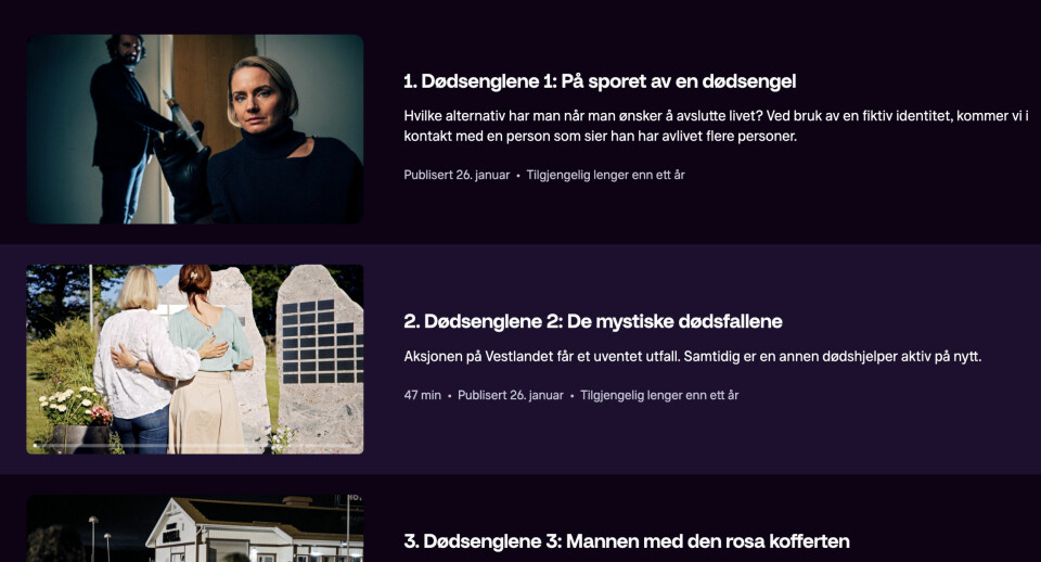 DOKUMENTAR: «Dødsenglene» er en dokumentarserie på tre episoder.