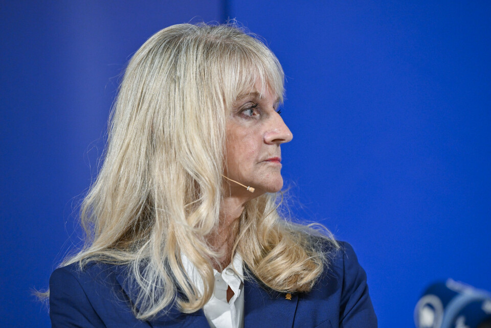 SVERIGE: Charlotte von Essen er leder i det svenske sikkerhetspolitiet (Säpo). Säpo-sjef Charlotte von Essen under en pressekonferanse i august 2023. Foto: Henrik Montgomery/TT / NTB