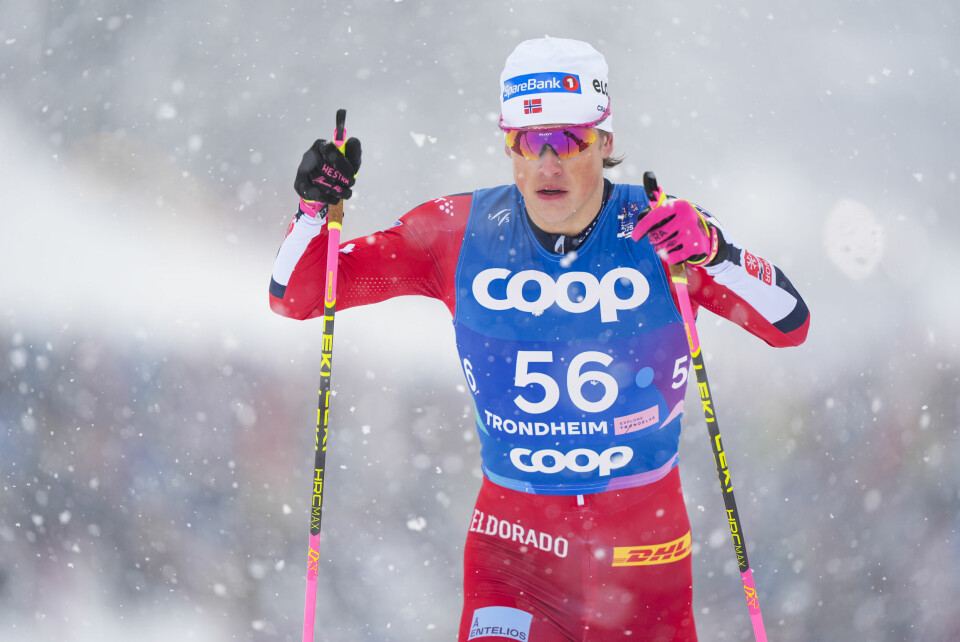 GULL: Her er Johannes Høsflot Klæbo under langrenn 10 km klassisk i VM. Bildet viser Johannes Høsflot Klæbo i skiløypa. Foto: Terje Pedersen / NTB