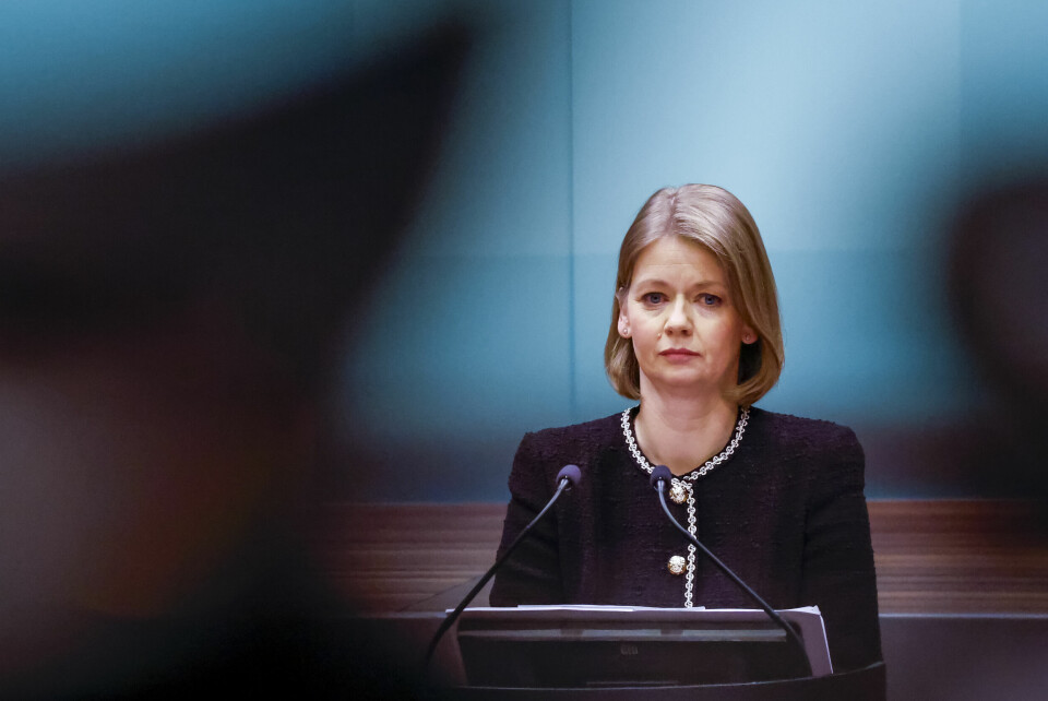 UENDRET: Styringsrenta blir liggende på 4,5 prosent. På bildet er sentralbanksjef Ida Wolden Bache. Sentralbanksjef Ida Wolden Bache under pressekonferanseen i Norges Bank etter desembermøtet om styringsrenten. Foto: Ørn E. Borgen / NTB