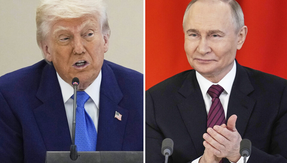 SNAKKET: Donald Trump og Vladimir Putin snakket sammen mandag. Bildet viser to bilder som er satt sammen. Det ene viser Donald Trump, og det andre viser Vladimir Putin. Foto: AP / NTB