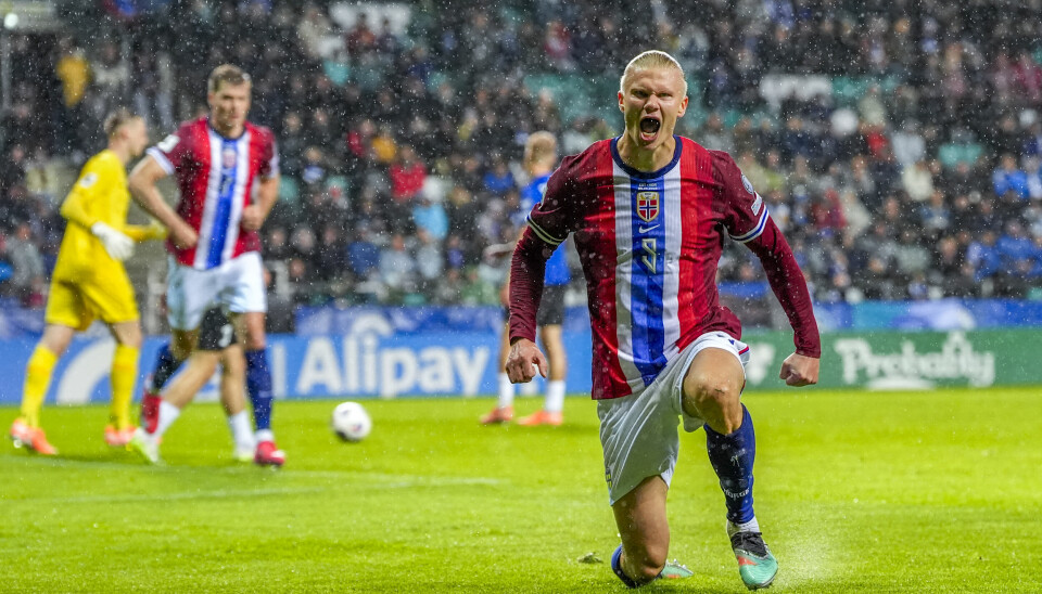 JUBEL: Norske Erling Braut Haaland sørget for 1-0 til Norge mot Estland mandag.
