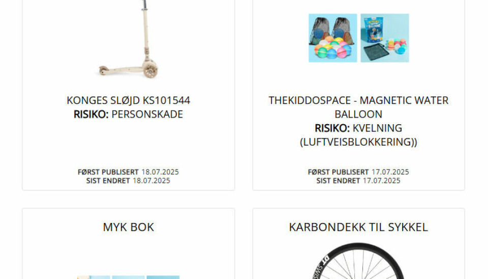 TILBAKEKALT: Her er noen av varene som er blitt kalt tilbake.