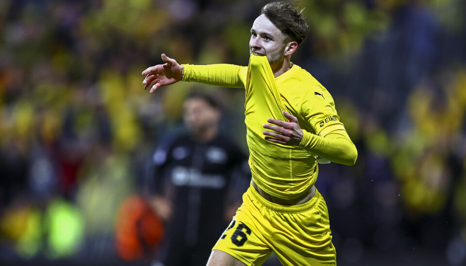 5–0: Bodø/Glimt slo Sturm Graz 5–0 onsdag kveld. Håkon Evjen feirer etter å ha scoret mål nummer fire.