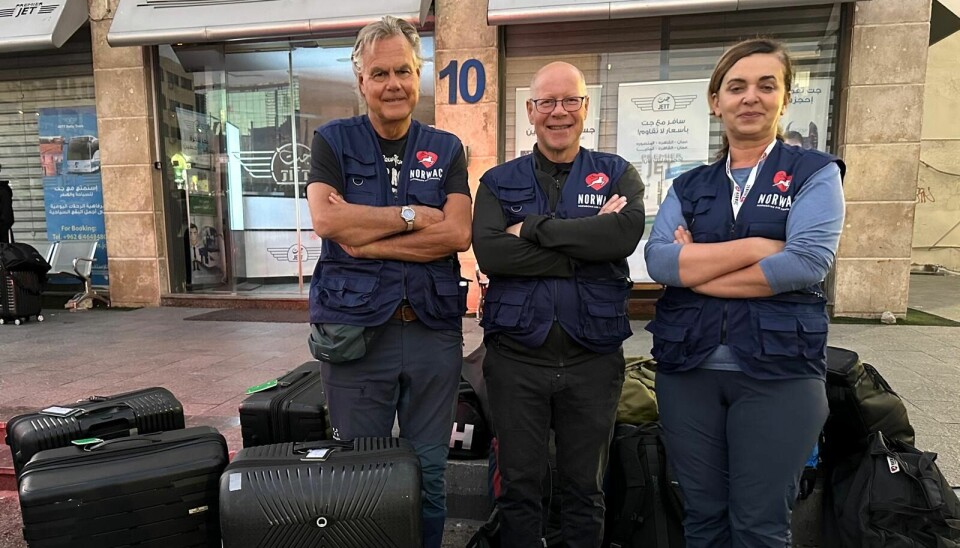 TILBAKE I GAZA: Ortoped Geir Stray Andreassen (t.v.), ortoped Odd Arild Ågedal og operasjonssykepleier Silvana Zuvela er tilbake på Gazastripen. De skal blant annet hjelpe til på Nasser-sykehuset i Khan Younis.