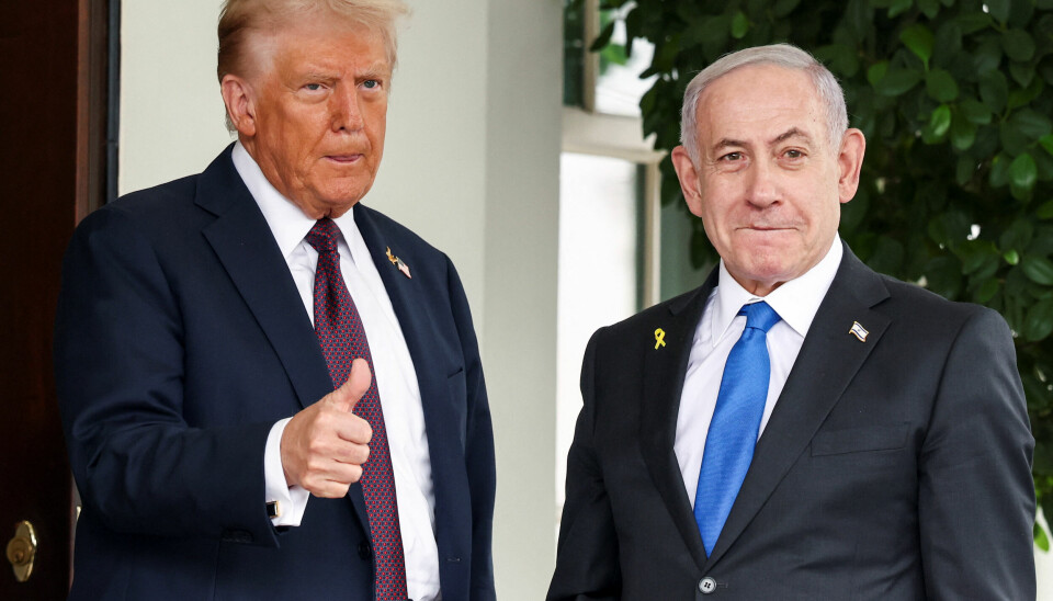 TOMMEL OPP: Trump og Natanyahu er fornøyde med sin fredsplan for Gaza. Bildet viser Trump og Netanyahu. Foto: Kevin Lamarque / Reuters / NTB